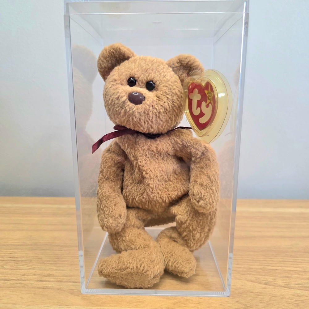 Vintage Ty Beanie Baby Curly the Bear 4-12-1996 Plush Stuffed Animal Toy w/‎ Tag